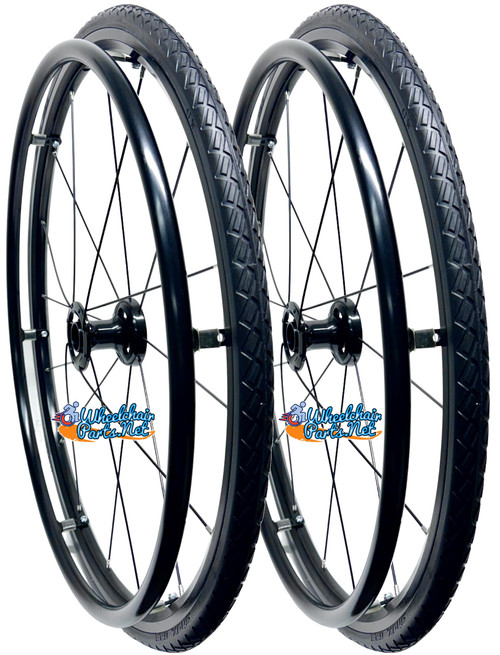 26"  (590) Swan® 16 Spoke Wheelchair Wheel With Shox G2 All Terrain Solid Tire- Set of 2 26"  (590) Swan® 16 Spoke Wheelchair Wheel With Shox G2 All Terrain Solid Tire- Set of 2