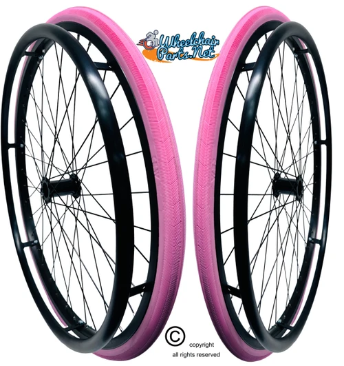 SET of 2,  24" (540mm) 36 Spoke Rim with SHOX Solid Tire in Pink Color