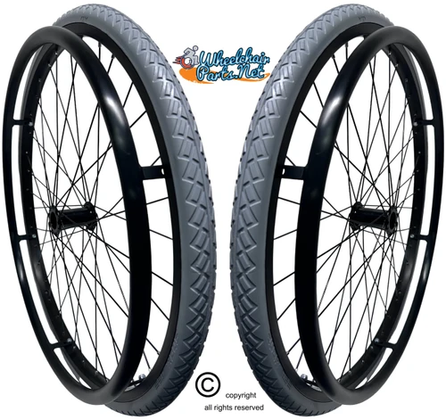 SET of 2,  24" (540mm) 36 Spoke Rim with SHOX G Solid Tire in Grey Color