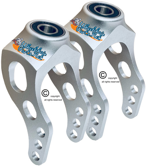 5" Aluminum Caster Fork With Curved Arms- Silver Anodized. Price is for a set of 2 Forks