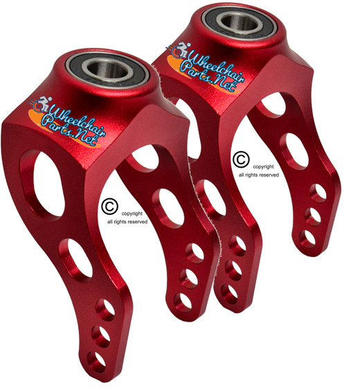5" Aluminum Caster Fork With Curved Arms- Red Anodized. Price is for a set of 2 Forks