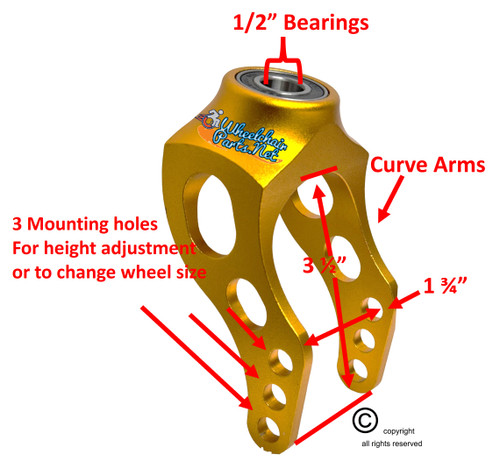 5" Aluminum Caster Fork With Curved Arms- Gold Anodized. Price is for a set of 2 Forks