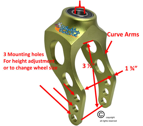 5" Aluminum Caster Fork With Curved Arms- Lime Green Anodized. Price is for a set of 2 Forks