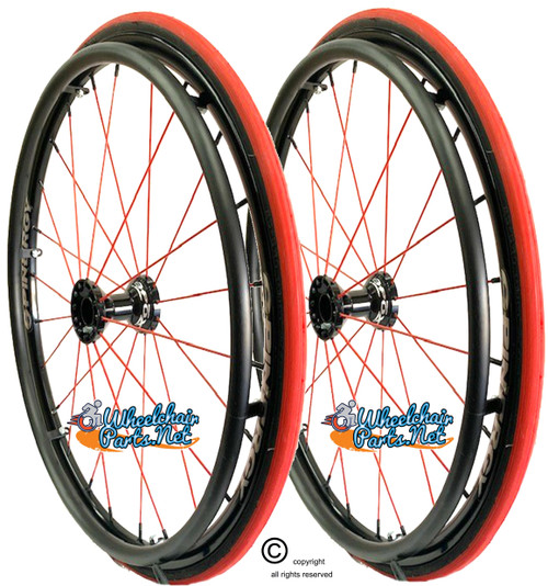 Set of 2, 24" (540m) SPINERGY SPOX, 18 RED-Spoke Wheel &  1/2" Bearings Set of 2, 24" (540m) SPINERGY SPOX, 18 RED-Spoke Wheel &  1/2" Bearings