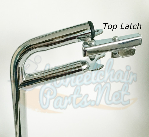 FR451L- TOP LATCHING  ELEVATING LEGREST W/ ADJUSTING CLAMP. STANDARD - LEFT PIN SPACING - 3 1/8"