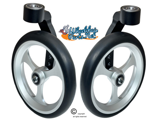 Single Sided Aluminum Caster Fork (Black) Assembly With 6"x1" Silver Wheel. Set of 2 Single Sided Aluminum Caster Fork (Black) Assembly With 6"x1" Silver Wheel. Set of 2