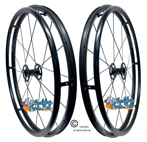 24" (540mm) 16 Spokes Wheel With Pushrims Only. BLACK HUB. No Tires. Set of 2 24" (540mm) 16 Spokes Wheel With Pushrims Only. BLACK HUB. No Tires. Set of 2