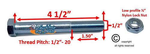 1/2" x 4 1/2" STANDARD AXLE WITH LOW PROFILE NYLOCK NUT.