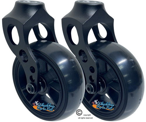 Aluminum Caster Fork  With Composite Wheel 5x1.40 Soft Roll Caster