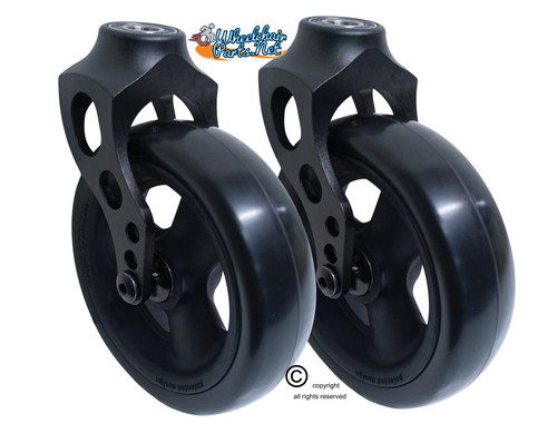 Aluminum Caster Fork  With Composite Wheel 5x1.40 Soft Roll Caster