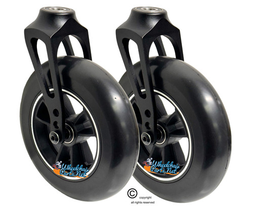 Aluminum Caster Fork  With Composite Wheel 6x1.40 Soft Roll Caster-White Ring