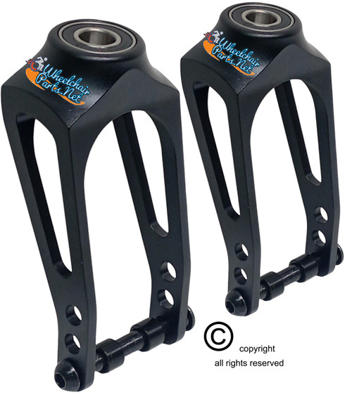 Aluminum Caster Fork, Black Hard Anodize. For use with 3"-5" Wheels. Price is for a set of 2