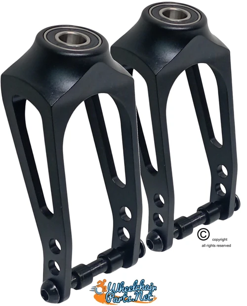 Aluminum Caster Fork, Black Hard Anodize. for Use with 3"-5" Wheels | Set of 2