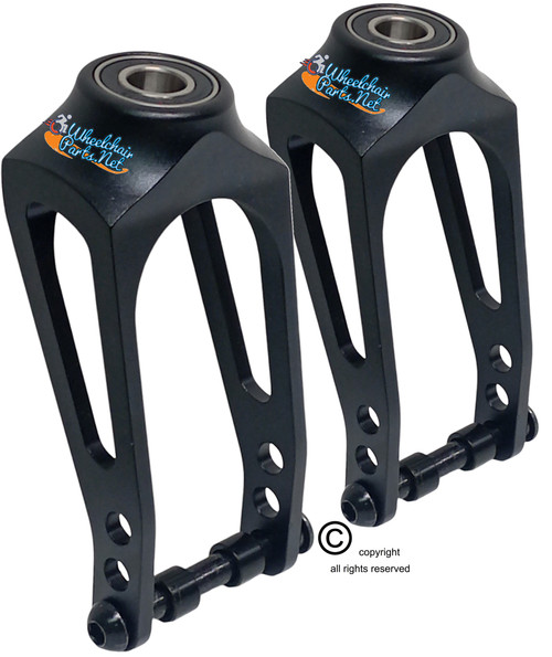 Aluminum Caster Forks, Black Hard Anodize. For use with 4"-7" Wheels. Price is for a set of 2