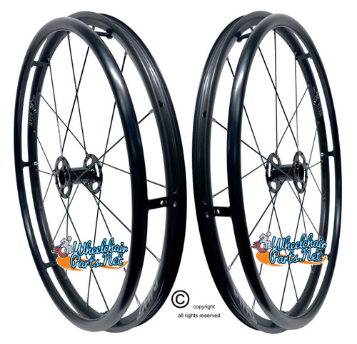 25" (559mm) 16 Spokes Wheel With Pushrims Only. BLACK HUB. No Tires. Set of 2 25" (559mm) 16 Spokes Wheel With Pushrims Only. BLACK HUB. No Tires. Set of 2