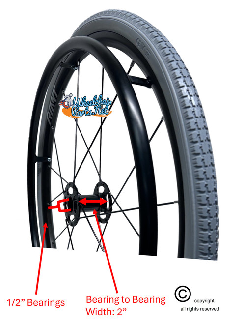 24"  x 1 3/8" (540) 16 Spoke Wheel & SOLID PU Everyday Tire - Set of 2