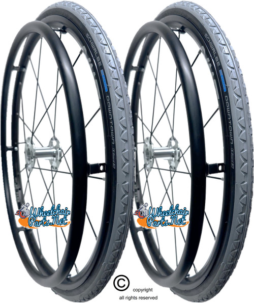 24"  x 1 3/8" (540) 16 Spoke Wheel With SCHWALBE DOWNTOWN AIR PNEUMATIC Tires - Set of 2