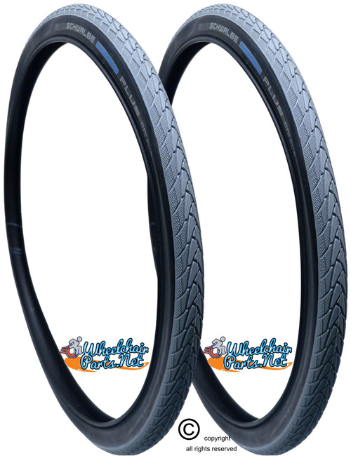 24x1 3/8" (37-540) SCHWALBE MARATHON PLUS EVOLUTION, GREY / BLACK COLOR . Sold as Pair.