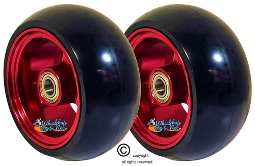3" x 1.4" Caster Wheel With RED Aluminum Rim and 5/16" Bearings.