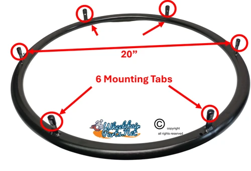 SHIVO-ERGO/D 24" (540) Black Hard Anodized Aluminum D-Shape Pushrims with 6 Mounting Tabs, Set of 2