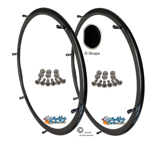 ShivProxiD D-Shape 24" (540) Black Hard Anodize Pushrim with 6 Tabs. Set of 2