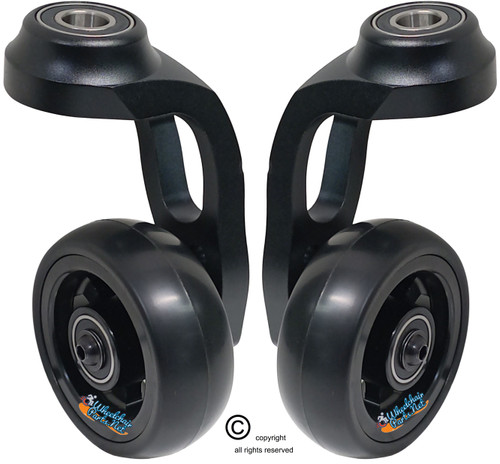 Single Sided Aluminum Caster Fork (Black) Assembly With 3x1 Black Wheel. Set of 2