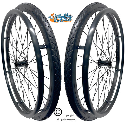 SET of 2,  26"x1" (590mm) 36 Spoke Rim with SHOX G2 Solid Tire in BLACK Color