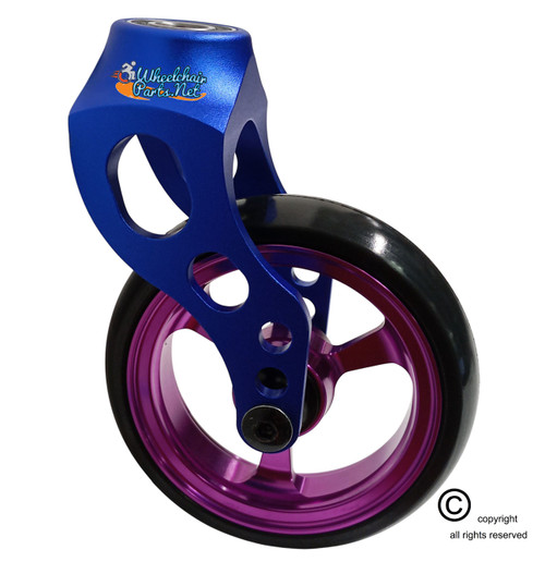 はるのり　1105040 Aluminum Purple Caster Fork Assembly With 4x1 Soft Roll Wheel