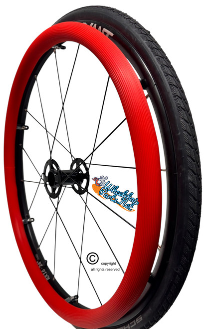 RIB Style RED 24" SUPER GRIP SILICONE PUSH RIM COVERS. PAIR RIB Style RED 24" SUPER GRIP SILICONE PUSH RIM COVERS. PAIR