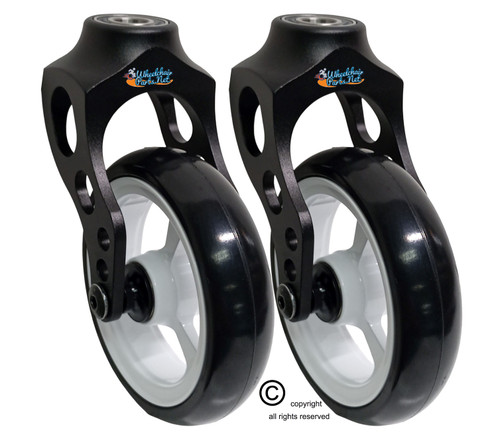 Aluminum Caster Fork Assembly With 4x1 Soft Roll Wheel-White Rim