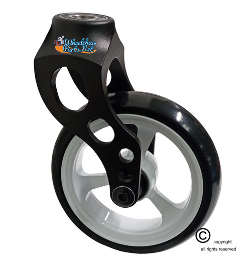 Aluminum Caster Fork Assembly With 4x1 Soft Roll Wheel-White Rim