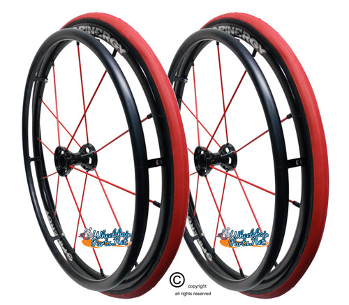 24" SPINERGY 12 SPOKE LX, BLACK HUB, 24" x 1" PRIMO RACER PNEUMATIC TIRES. SET OF 2 24" SPINERGY 12 SPOKE LX, BLACK HUB, 24" x 1" PRIMO RACER PNEUMATIC TIRES. SET OF 2