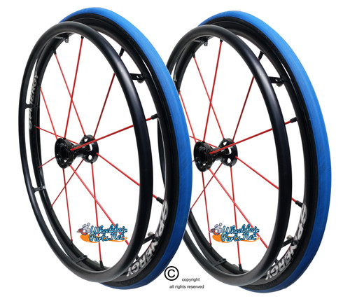 24" SPINERGY 12 SPOKE LX, BLACK HUB/RED SPOKES, 24" x 1" PRIMO RACER PNEUMATIC TIRES. SET OF 2 24" SPINERGY 12 SPOKE LX, BLACK HUB/RED SPOKES, 24" x 1" PRIMO RACER PNEUMATIC TIRES. SET OF 2