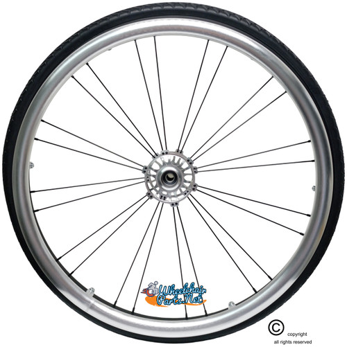 Shivoxx 24"x1" (540) Wheels with Shox G2 Tires. Silver Pushrim, Aluminum/Carbon Hub and 1/2" Bearings