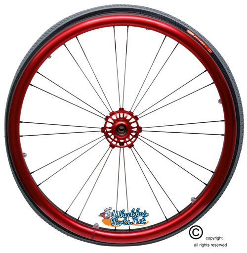 Shivoxx 24"x1" (540) Wheels with Primo Passage Tires. Red Pushrim, Aluminum/Carbon Hub and 1/2" Bearings
