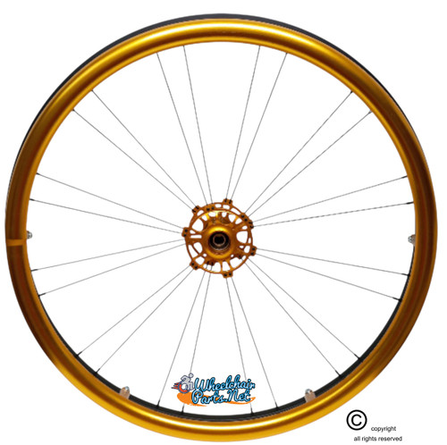 Shivoxx 24" (540) Wheels with Gold Pushrim, Aluminum/Carbon Hub and 1/2" Bearings. NO Tires