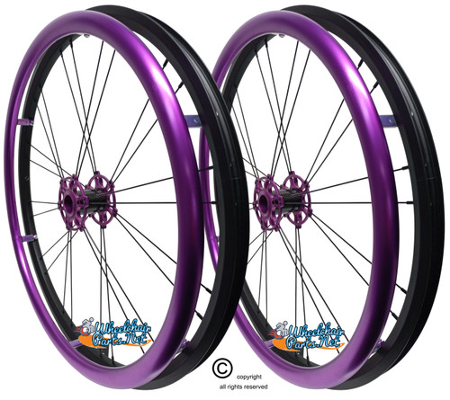 Shivoxx 24" (540) Wheels with Purple Pushrim, Aluminum/Carbon Hub and 1/2" Bearings. NO Tires
