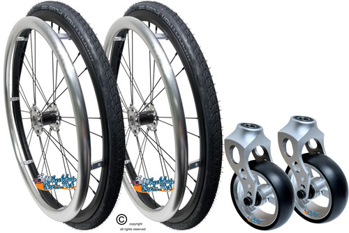 SHIVOXX 24"x1" (540) Wheels with Schwalbe Marathon Plus Tire &  Caster Fork Assembly