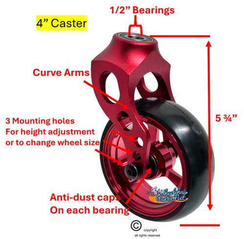 SHIVOXX 24"x1" (540) Wheels with SOLID SHOX G1 Tire &  Caster Fork Assembly