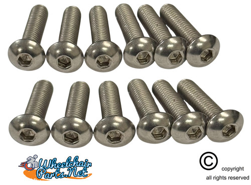 Mounting Screw For Seat Upholstery M5-8x20 Hex Cap, Stainless Steel. Pack of 12