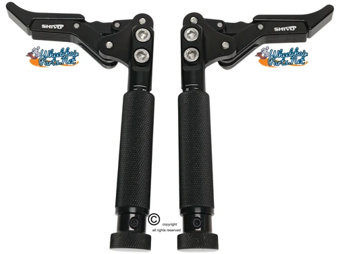 SHIVLCK-AX ADJUSTABLE Scissor Wheel Lock (Brakes). Fits Most Standard Wheelchairs. Black Color. Set of 2