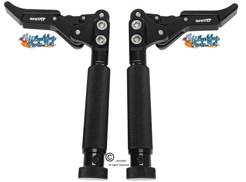 SHIVLCK-AX ADJUSTABLE Scissor Wheel Lock (Brakes). Fits Most Standard Wheelchairs. Black Color. Set of 2