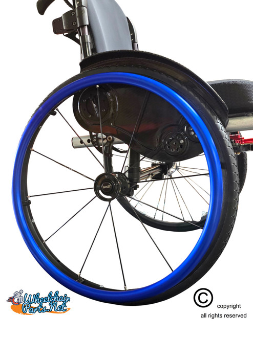 ShiproxiD 24" (540) D-Shape BLUE Aluminum Pushrim with 6 Mounting TABS. Set of 2. Choose color