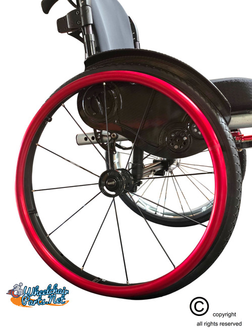 ShiproxiD 24" (540) D-Shape Red Aluminum Pushrim with 6 Mounting TABS. Set of 2. Choose color