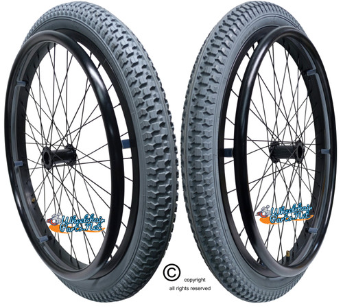 24" x 2.125" (57-507) 36 Spoke Rim with All Terrain Grey Color Tire. Set of 2