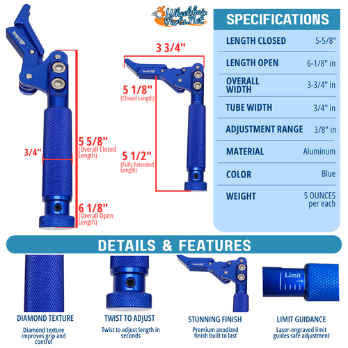 SHIVLCK-AX ADJUSTABLE Scissor Wheel Lock (Brakes). Fits Most Standard Wheelchairs. BLUE Color. Set of 2