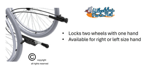 Unilock One-Hand Wheelchair Brake – Dual Wheel Locking System. PULL TO LOCK