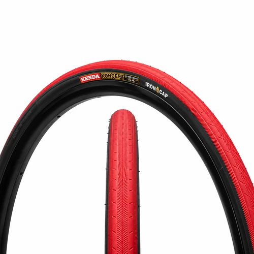 25X1" (23-559) KONCEPT  IRON CAP  RED WITH BLACK SIDEWALL . SOLD AS PAIR