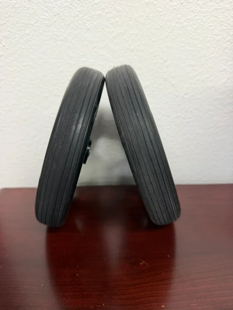 8" x 1-1/4" Caster Wheel 5 Spoke Black Urethane Tire, 2-3/8" Hub | Set of 2