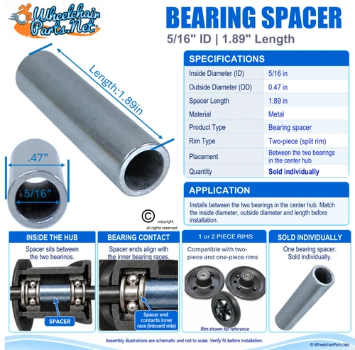 5/16" ID x .89" Lenght Bearing Spacer | Sold Individually
